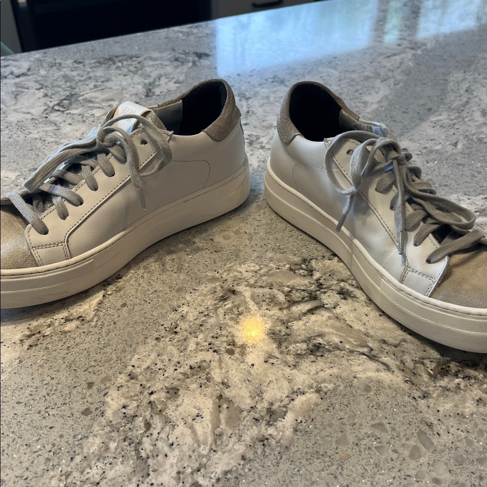 SOLD P448 Jack Perforated White, Grey Suede and Silver Glitter Sneakers - Picture 9 of 10